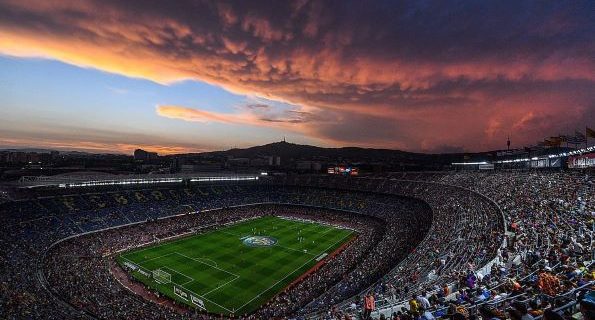 Barcelona stadium spain sunset